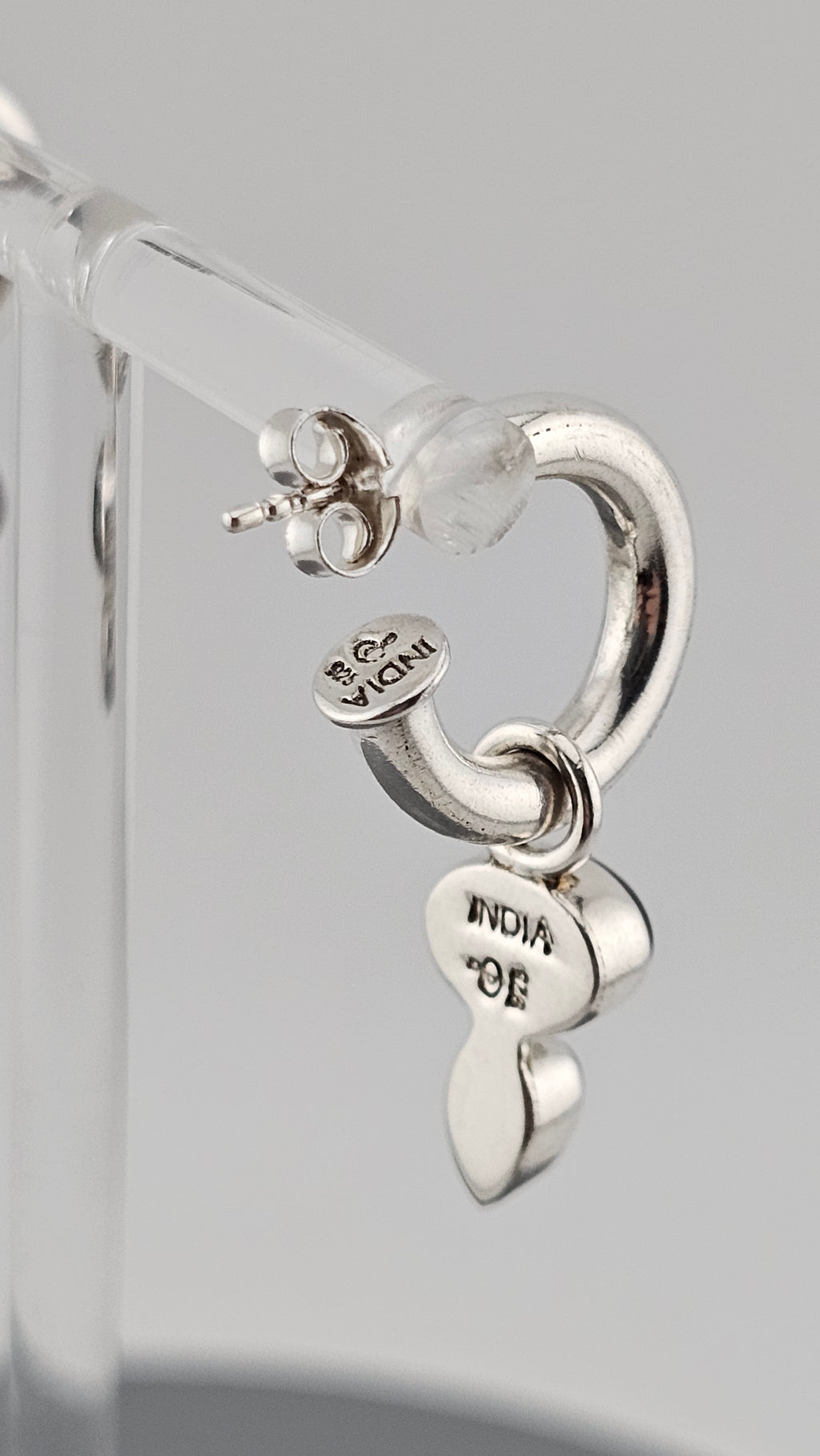 925 Sterling Silver Hoop Earrings Featuring Moonstone and Labradorite Charm