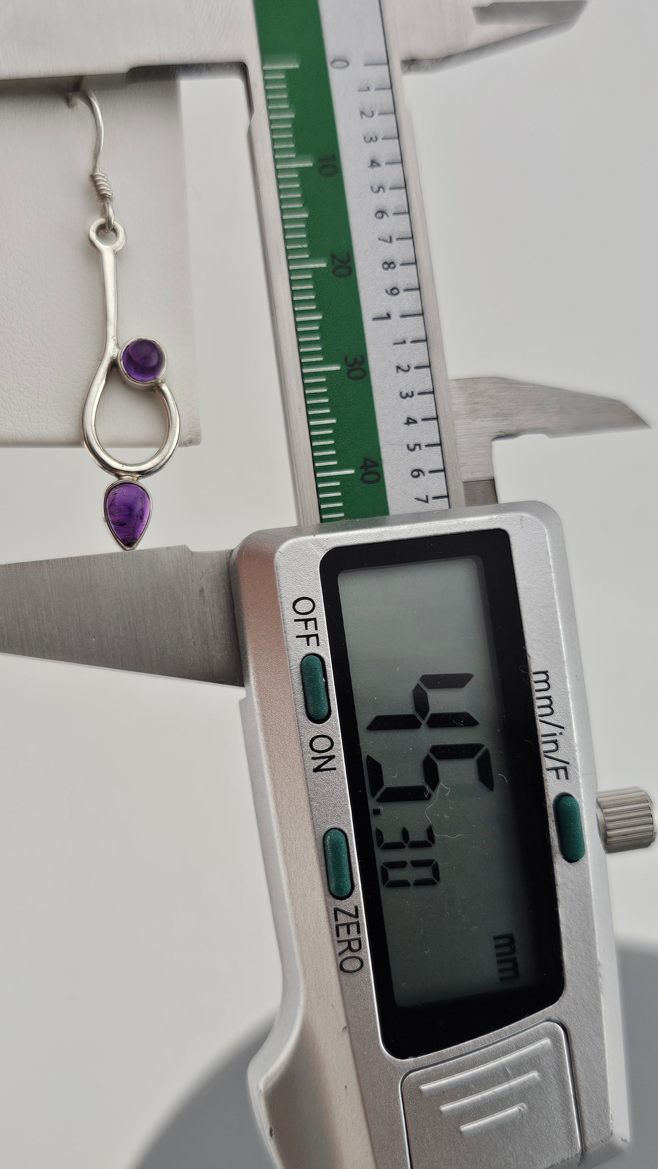 925 Sterling Silver Long , Dainty Drop Earrings set with Amethyst Gemstones