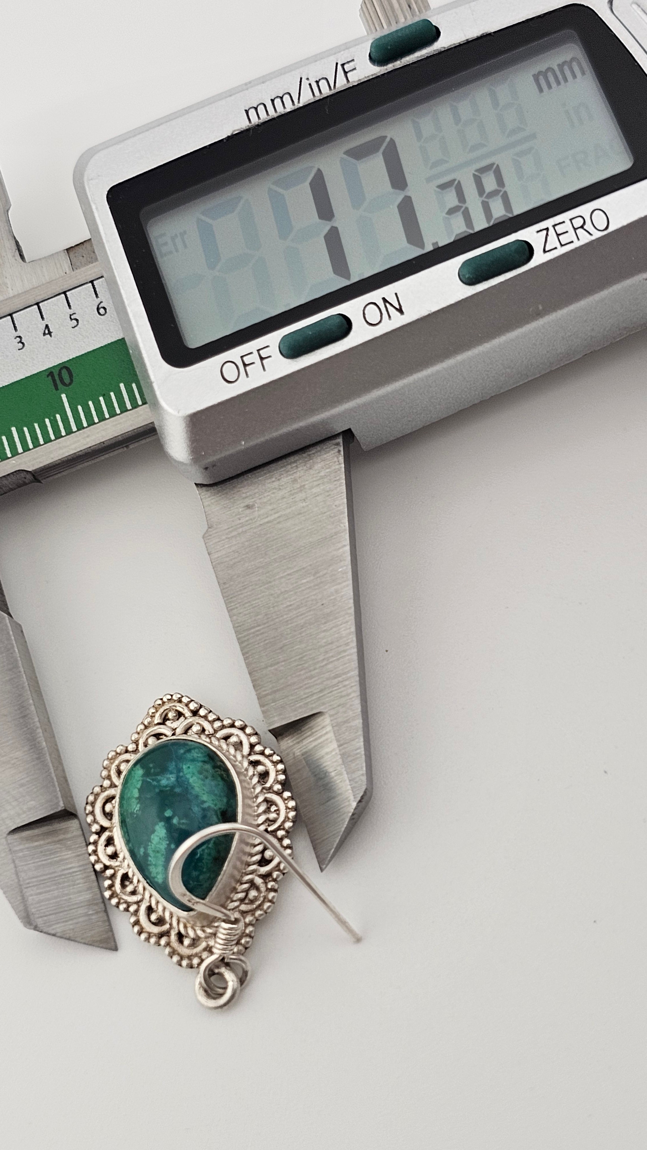 925 Sterling Silver Chrysocolla Gemstone Drop Earrings