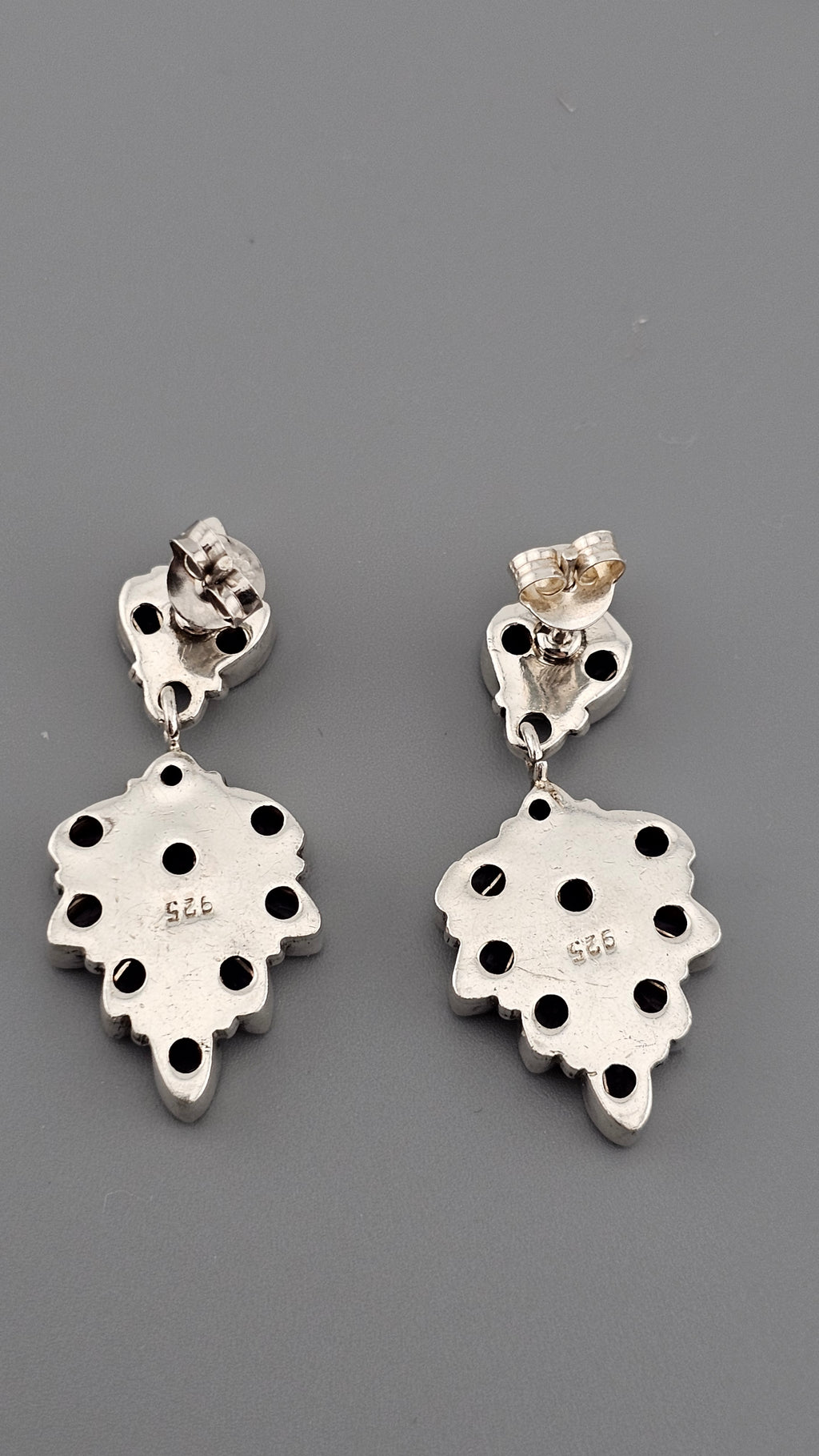 Sterling Silver Drop Dangle Stud Earrings set with Natural Amethyst