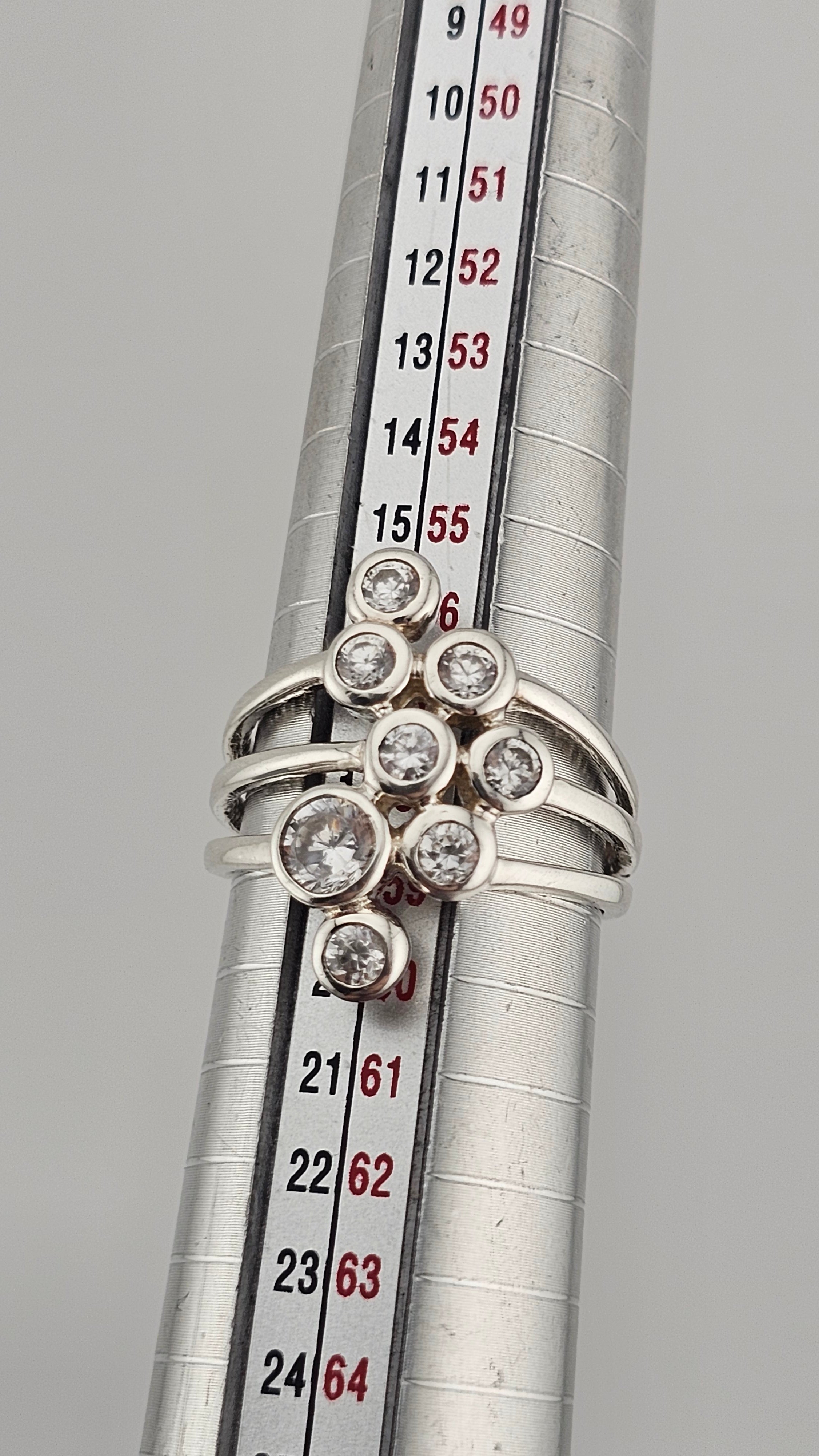 Sterling Silver Bubble Ring set with Cubic Zirconia, size Q 1/2