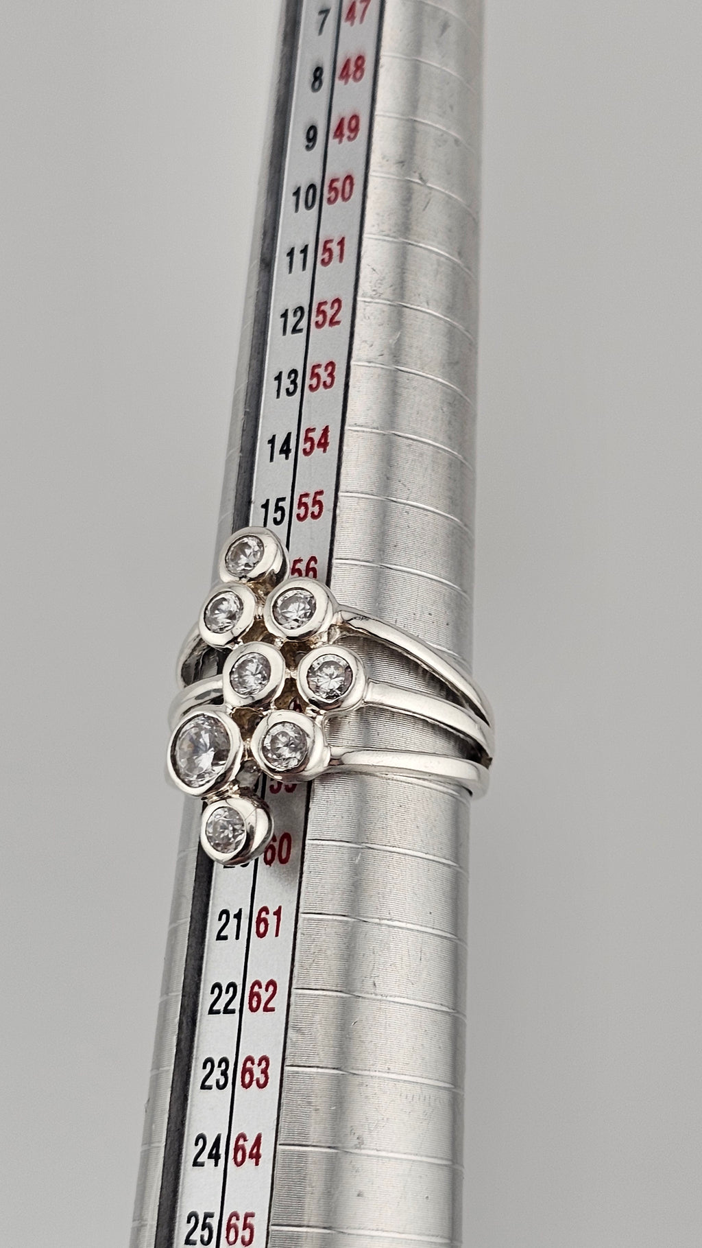 Sterling Silver Bubble Ring set with Cubic Zirconia, size Q 1/2