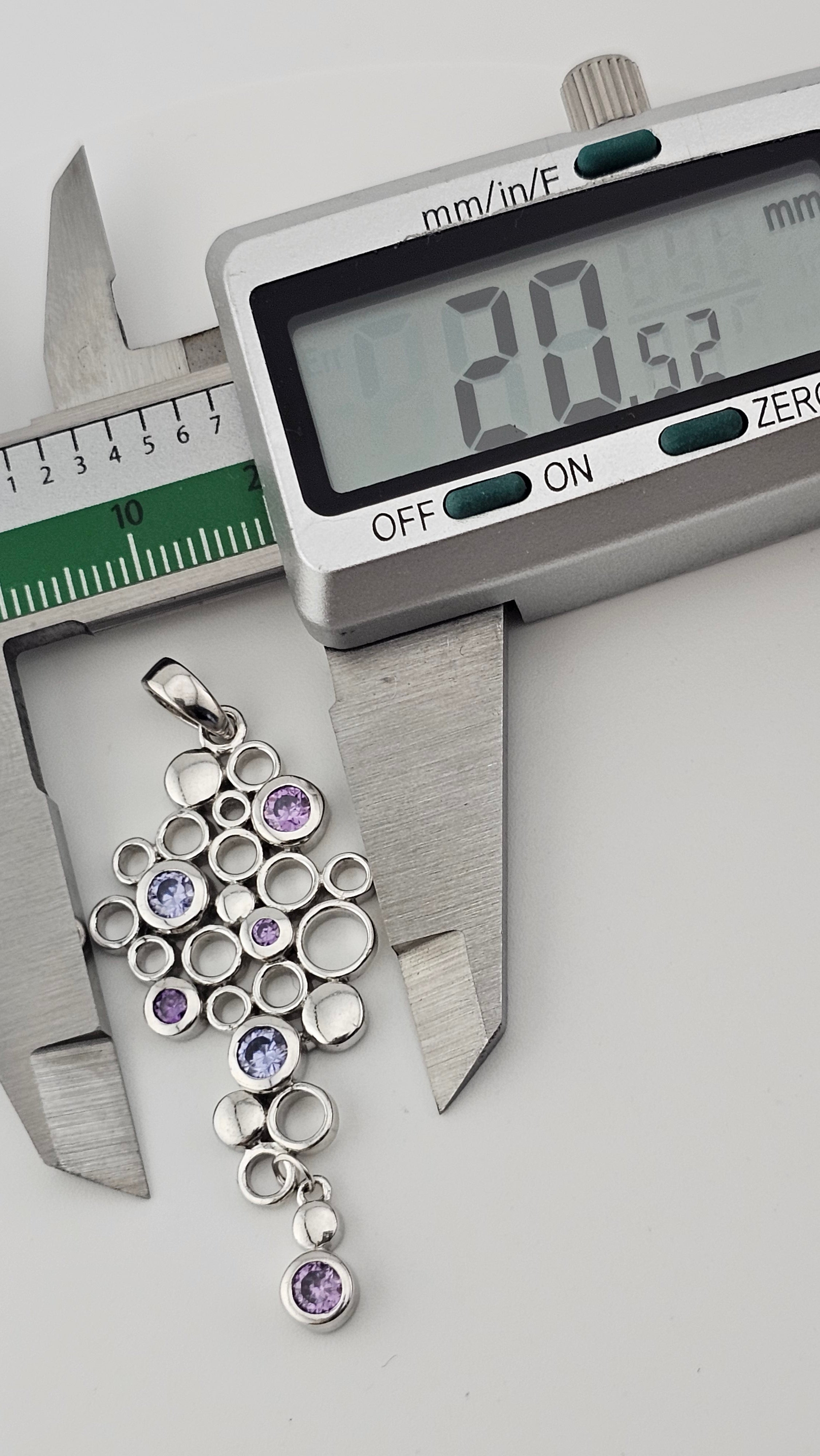 Sterling Silver Bubble Dangle Pendant set with Amethyst and Tanzanite