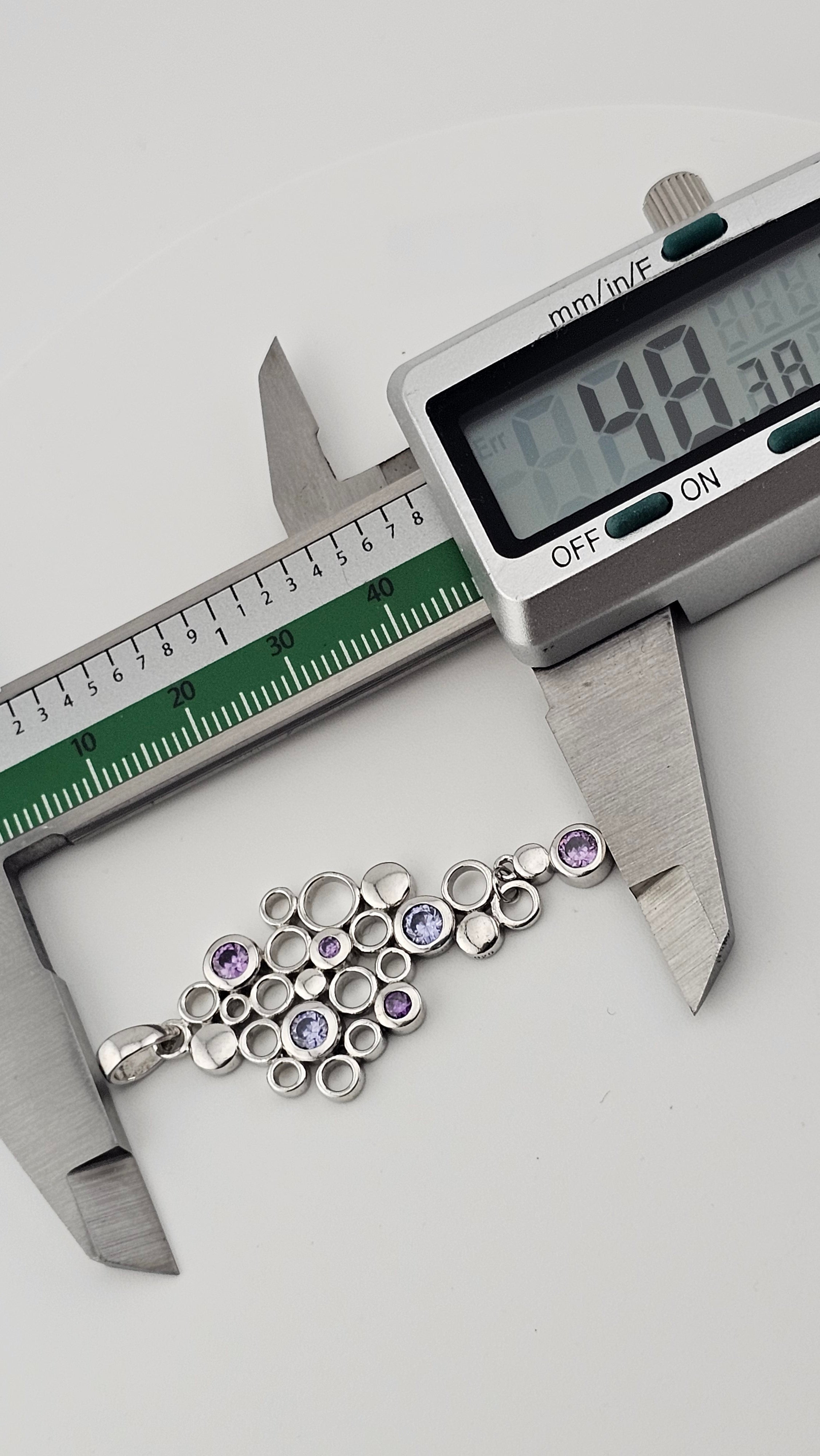 Sterling Silver Bubble Dangle Pendant set with Amethyst and Tanzanite