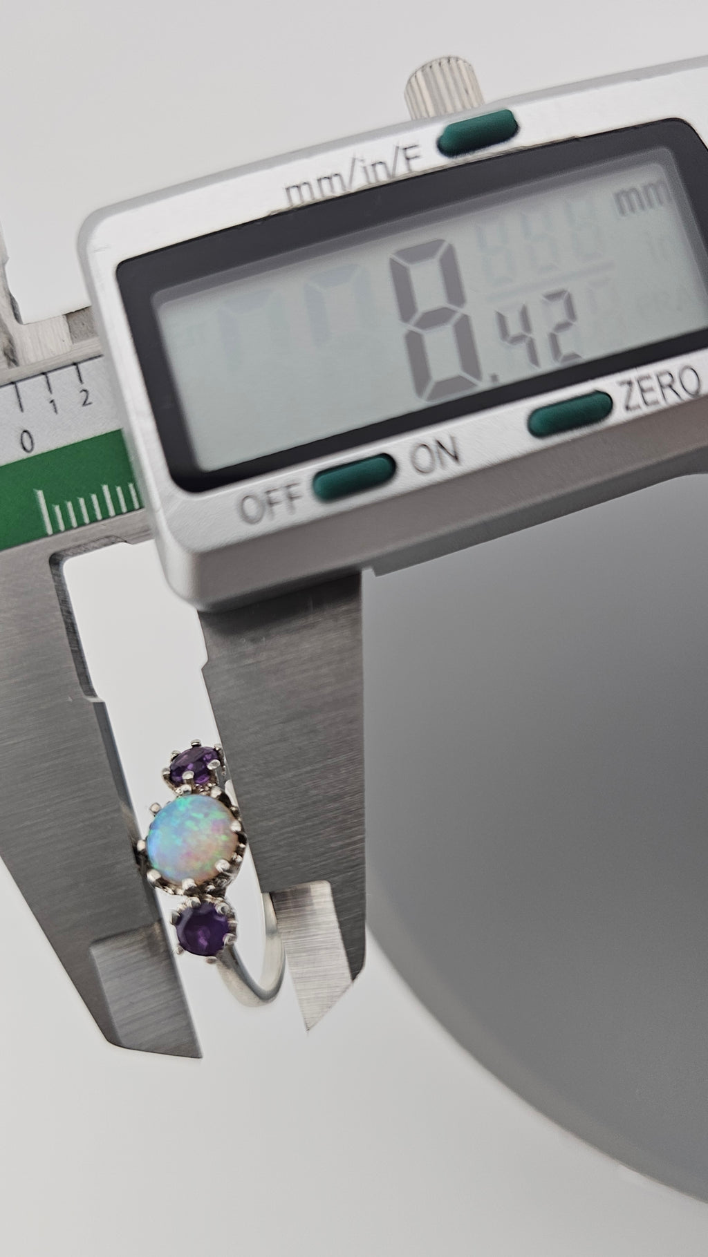 Vintage 925 Sterling Silver Three Ring Featuring Natural Opal and Amethyst