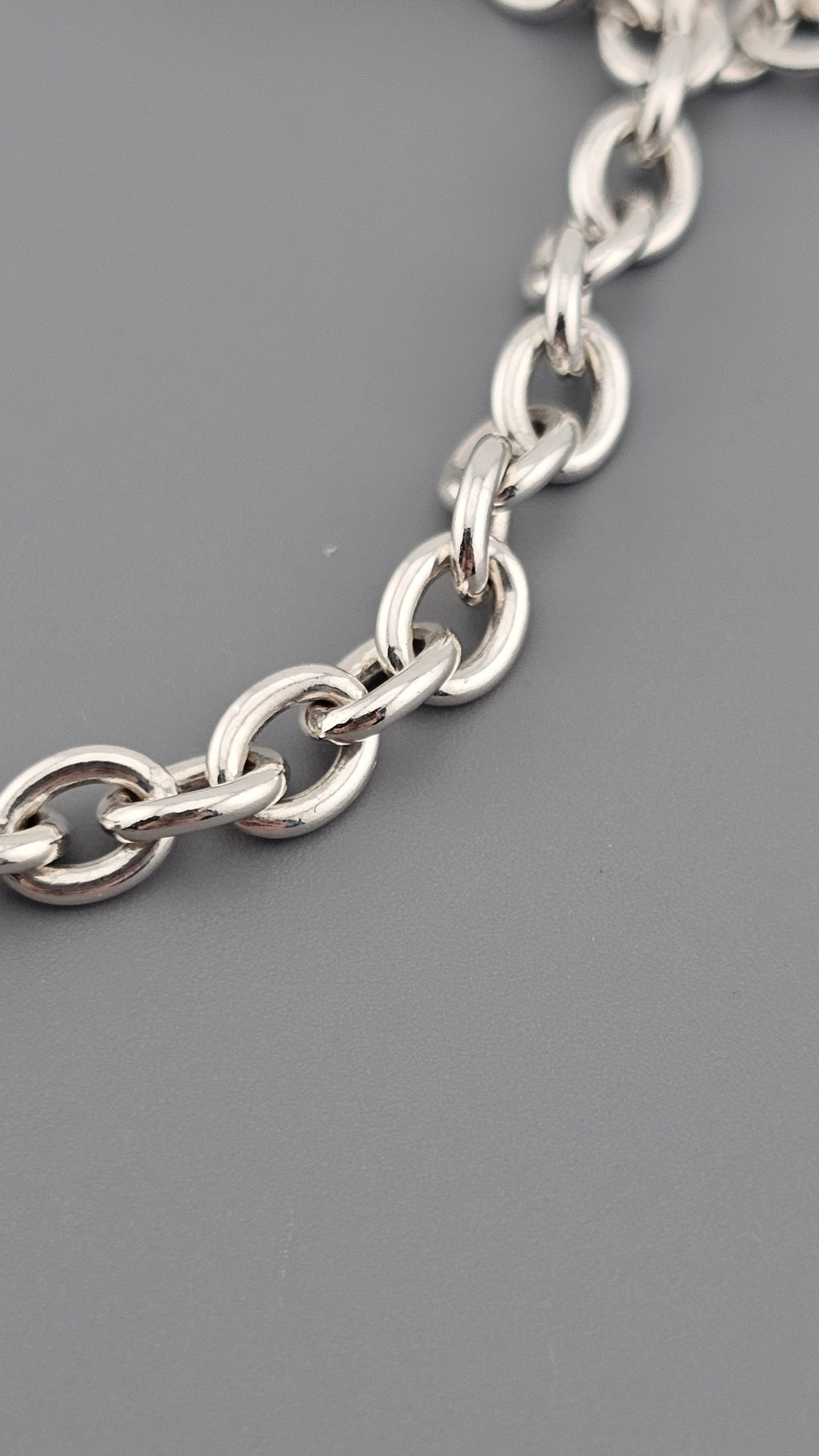 925 Sterling Silver T Bar Heart Charm Chain Bracelet