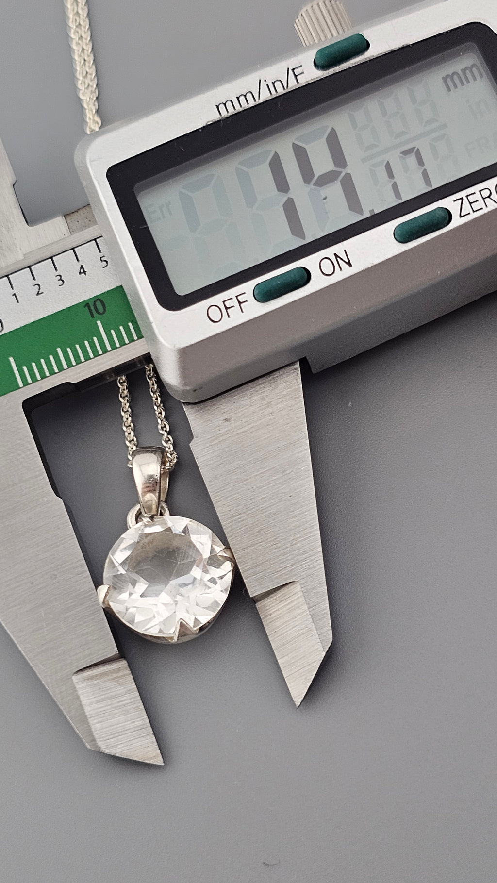 925 Sterling Silver Necklace Pendant Featuring Clear Rock Crystal