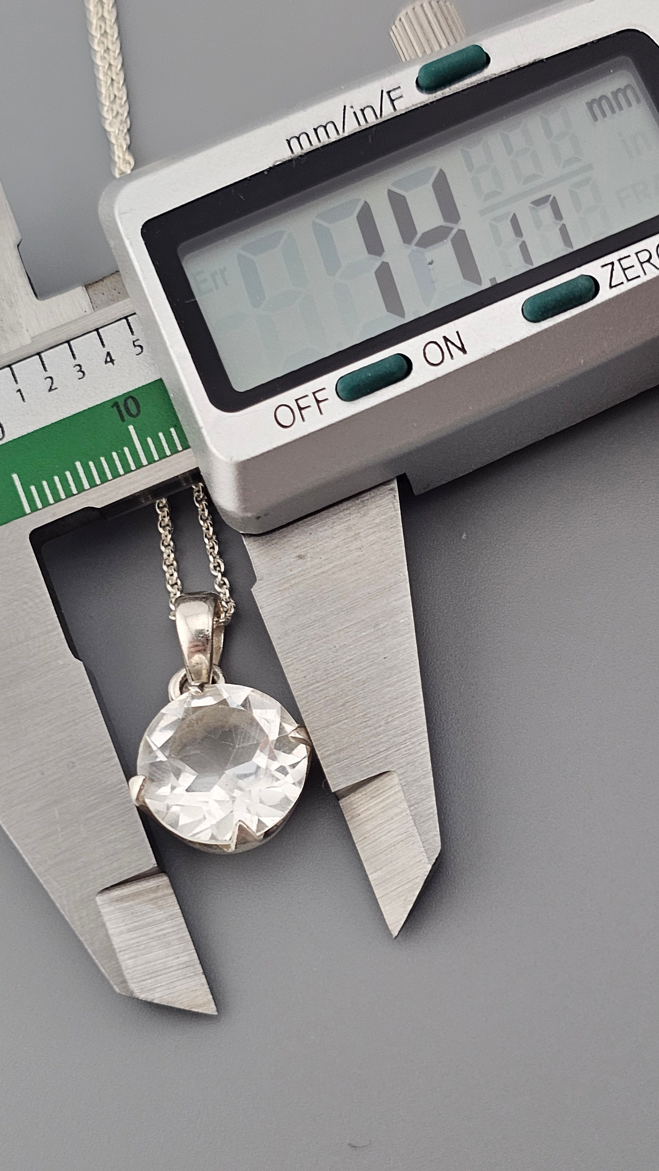 925 Sterling Silver Necklace Pendant Featuring Clear Rock Crystal