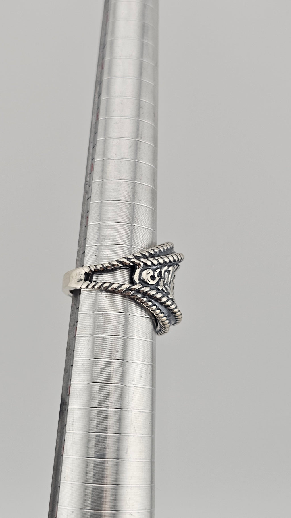 925 Sterling Silver Carolyn Pollack Wide Band Floral Ring , size P 1/2