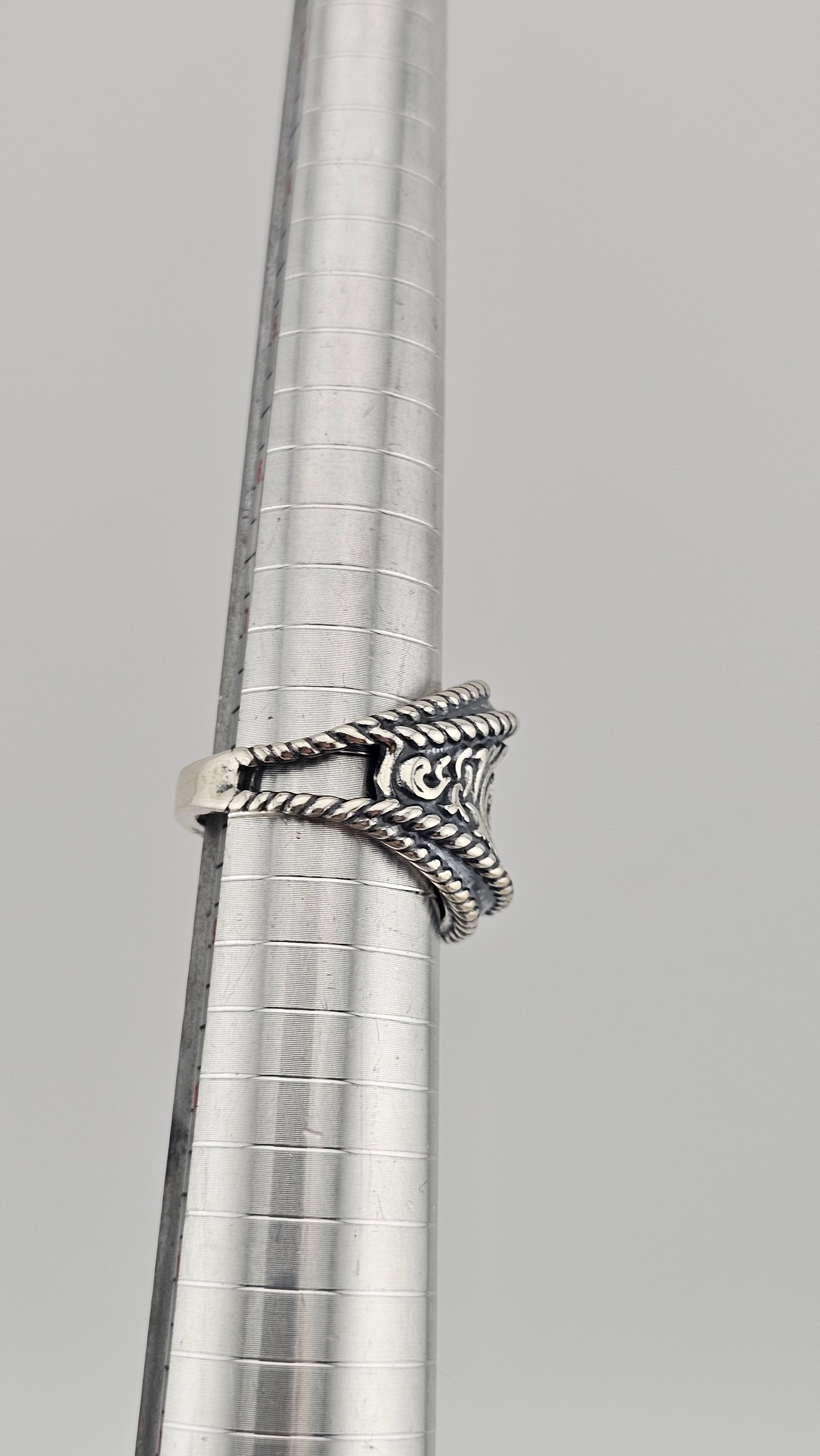 925 Sterling Silver Carolyn Pollack Wide Band Floral Ring , size P 1/2