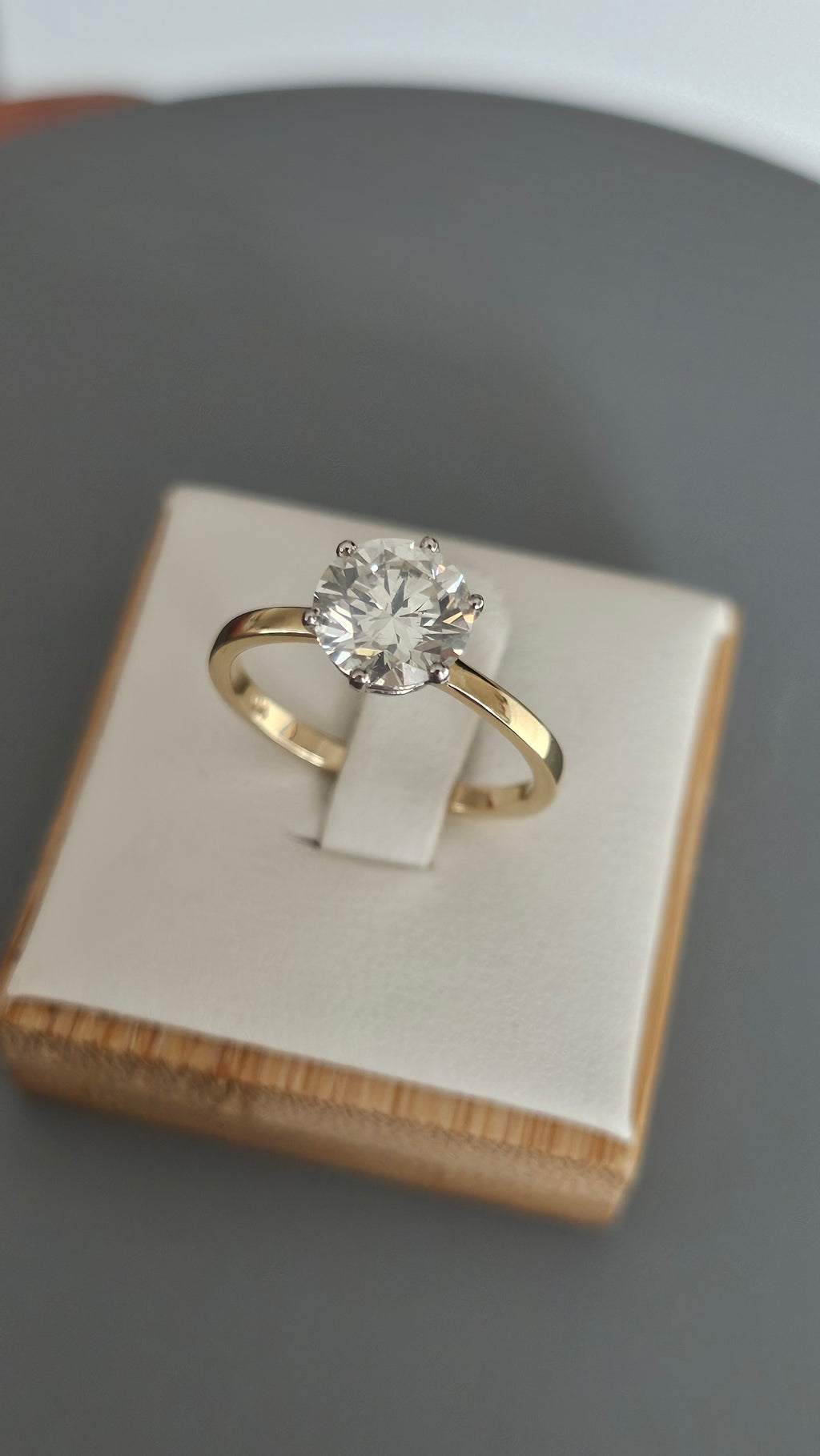 14ct Yellow Gold Solitaire Ring Set With 2.02ct Brilliant Cut Natural Diamond, Size Q