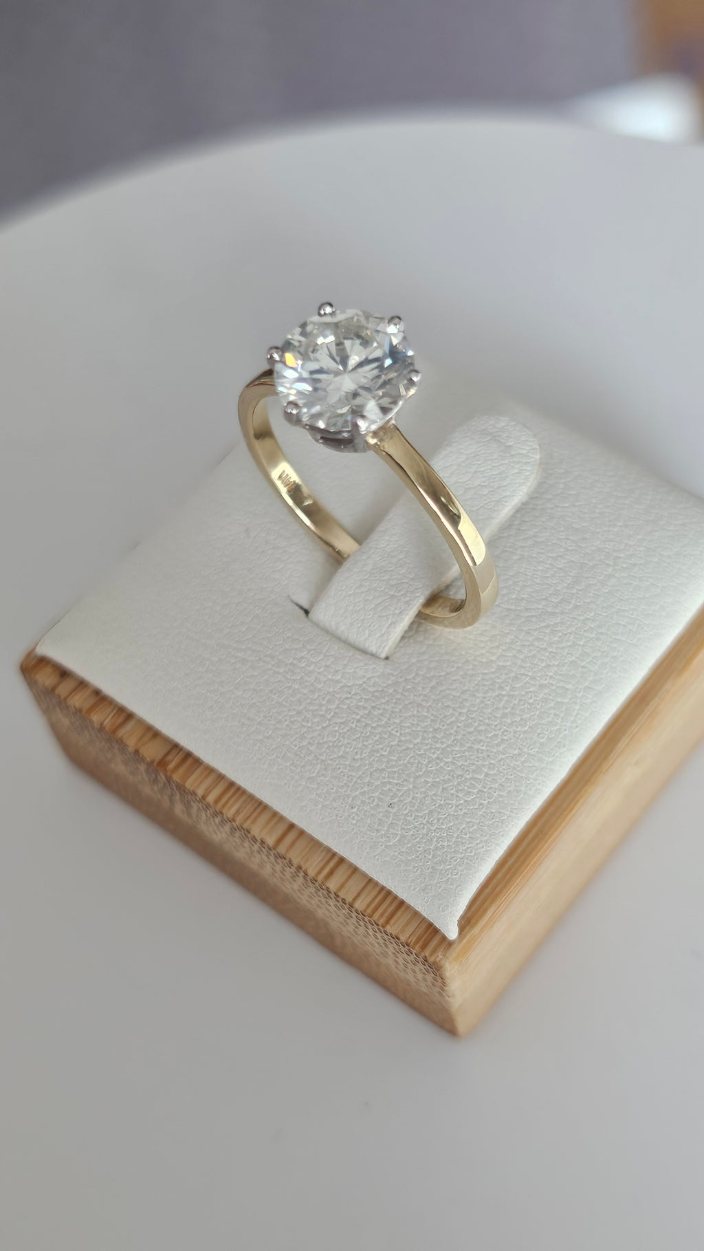 14ct Yellow Gold Solitaire Ring Set With 2.02ct Brilliant Cut Natural Diamond, Size Q