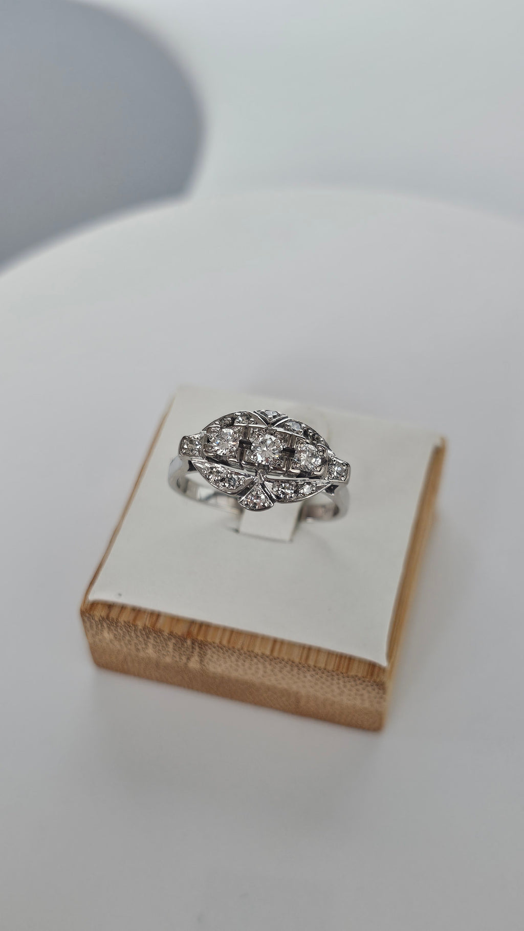 Pre-Owned Art Deco 14ct White Gold Ring Featuring 0.62ct Natural Diamonds