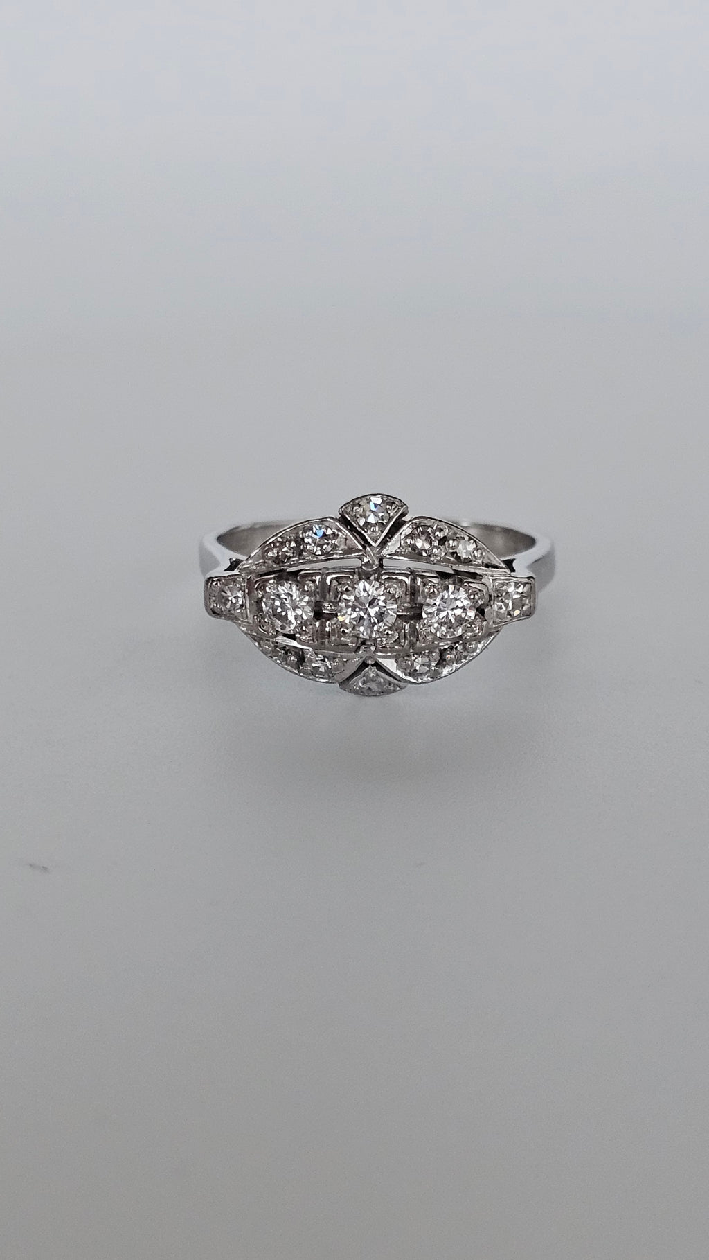 Pre-Owned Art Deco 14ct White Gold Ring Featuring 0.62ct Natural Diamonds
