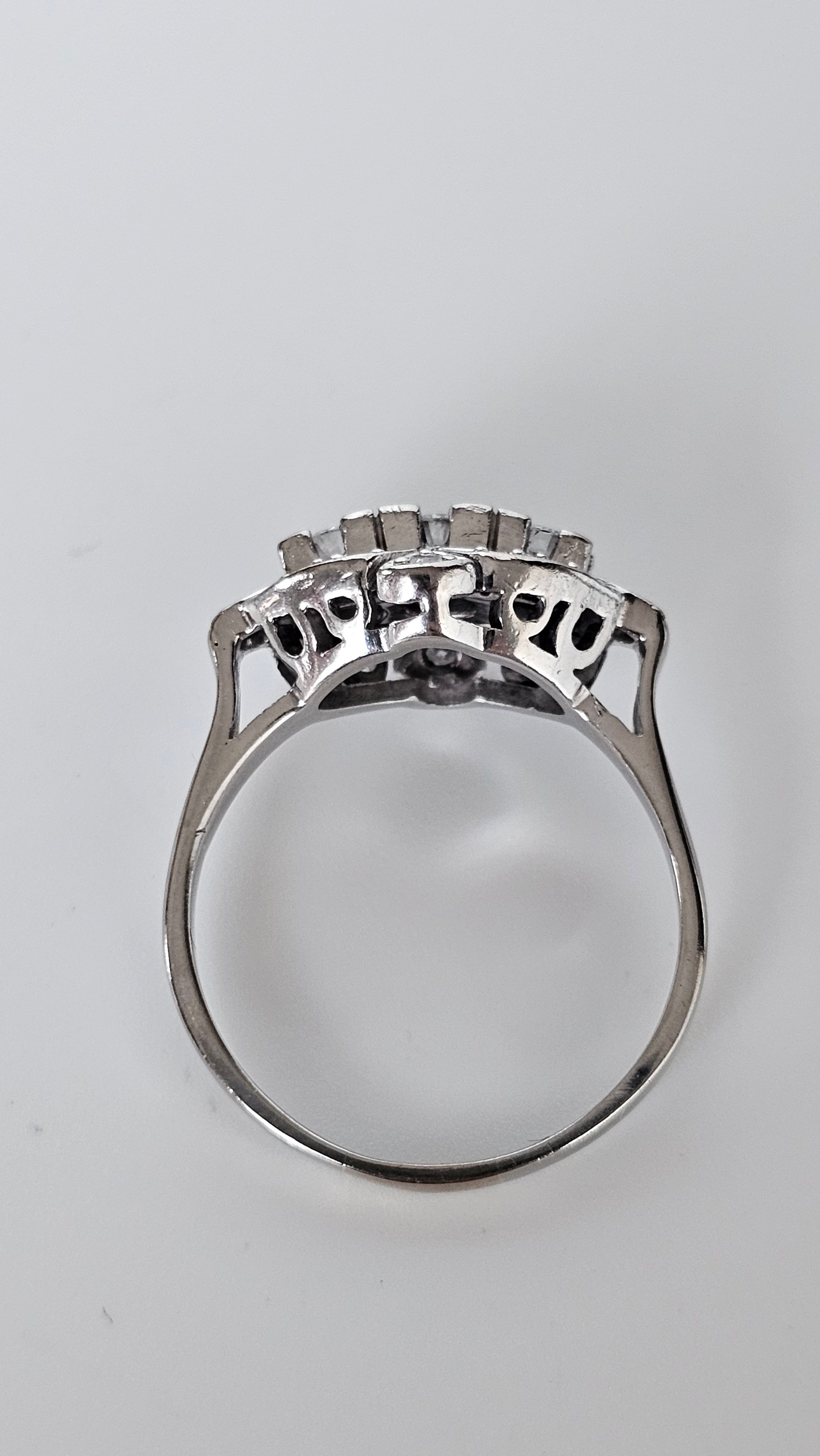 Pre-Owned Art Deco 14ct White Gold Ring Featuring 0.62ct Natural Diamonds