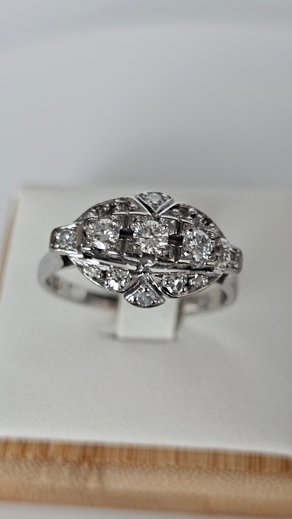 Pre-Owned Art Deco 14ct White Gold Ring Featuring 0.62ct Natural Diamonds