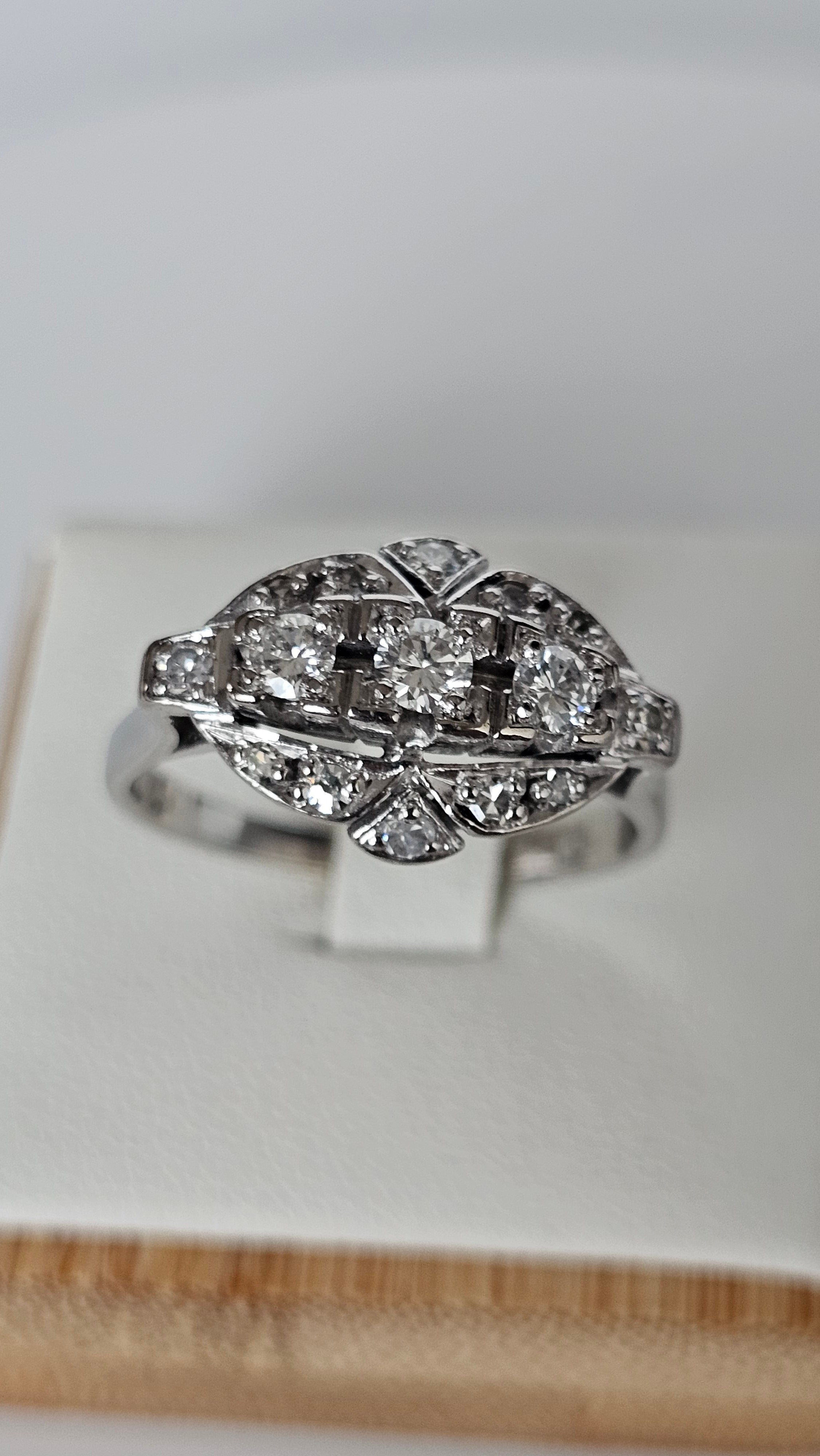 Pre-Owned Art Deco 14ct White Gold Ring Featuring 0.62ct Natural Diamonds