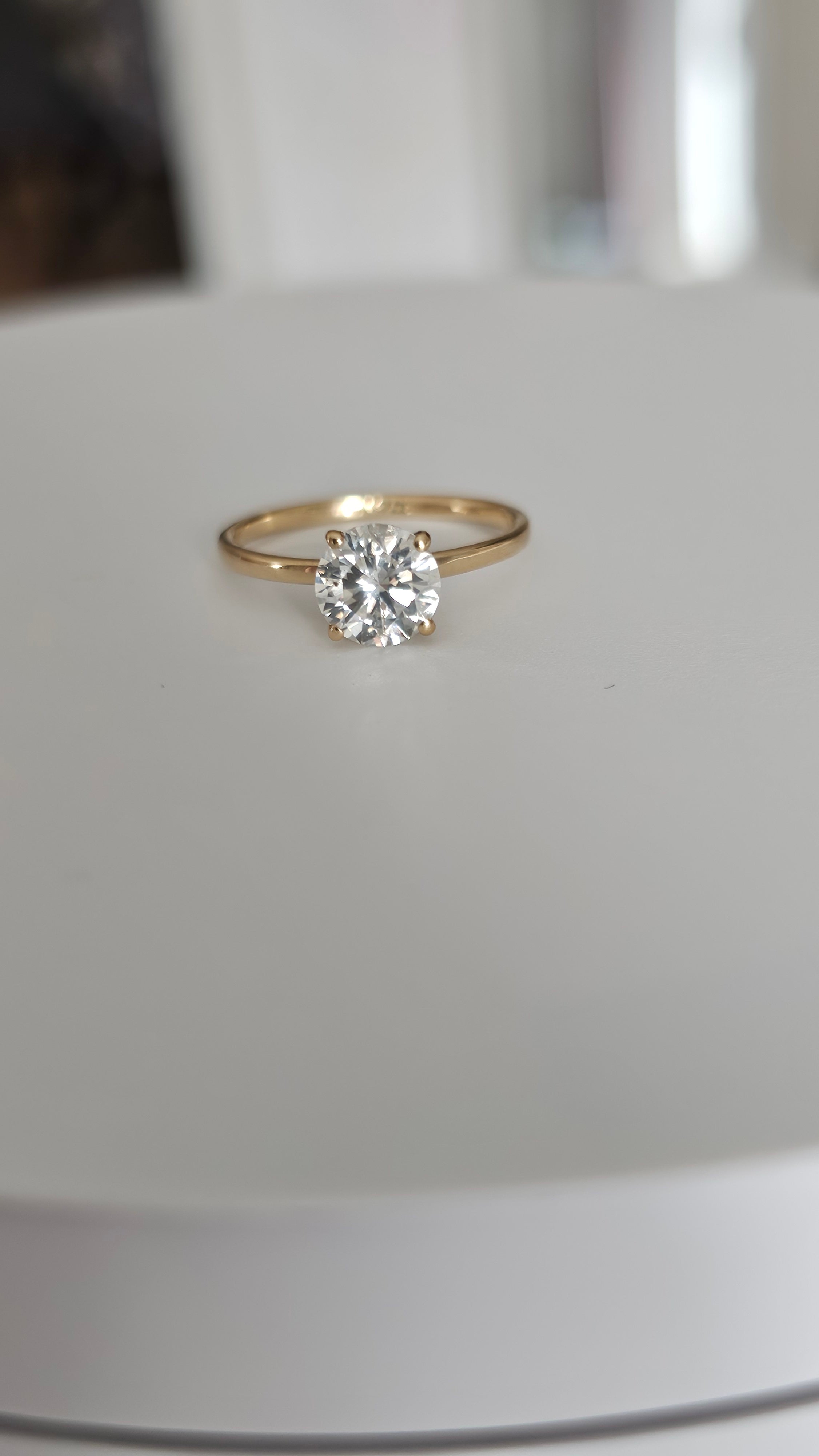 18K Yellow Gold Solitaire Ring Set with Natural Diamond 1.20ct, E, I1