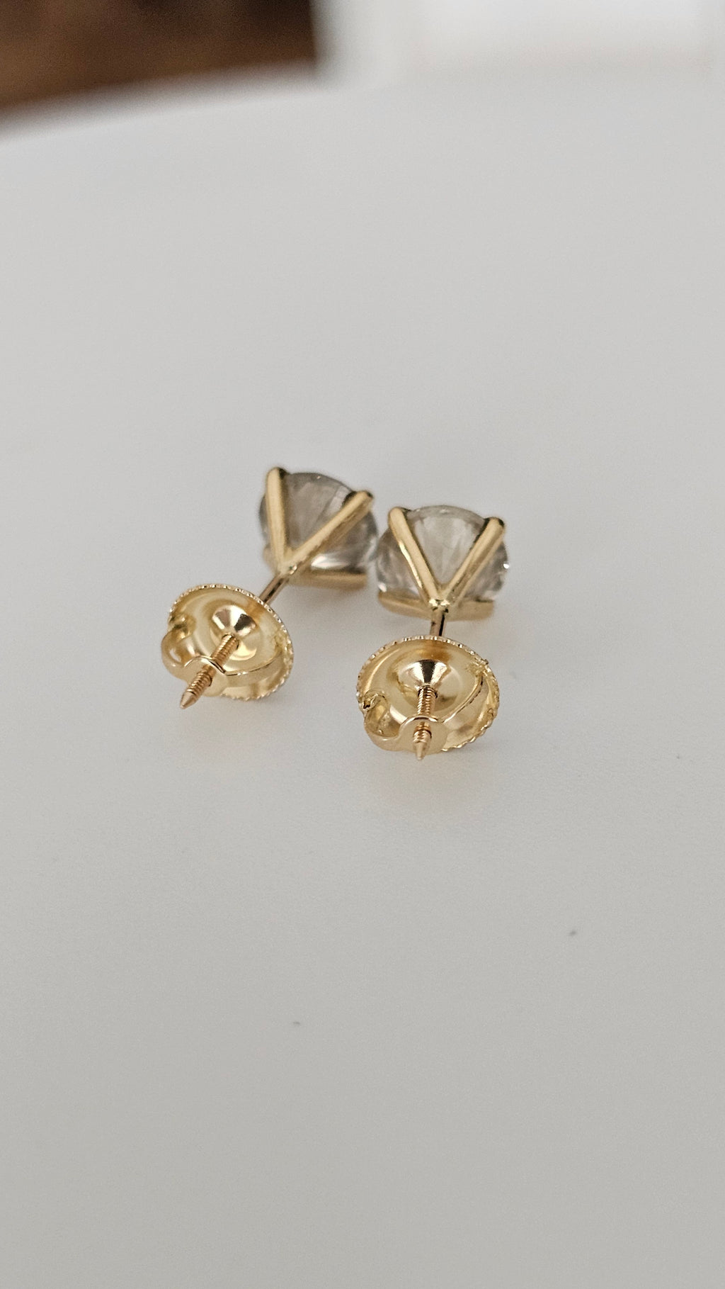 18K Yellow Gold 2.06ct Natural Diamond Stud Earrings with Screw Backs