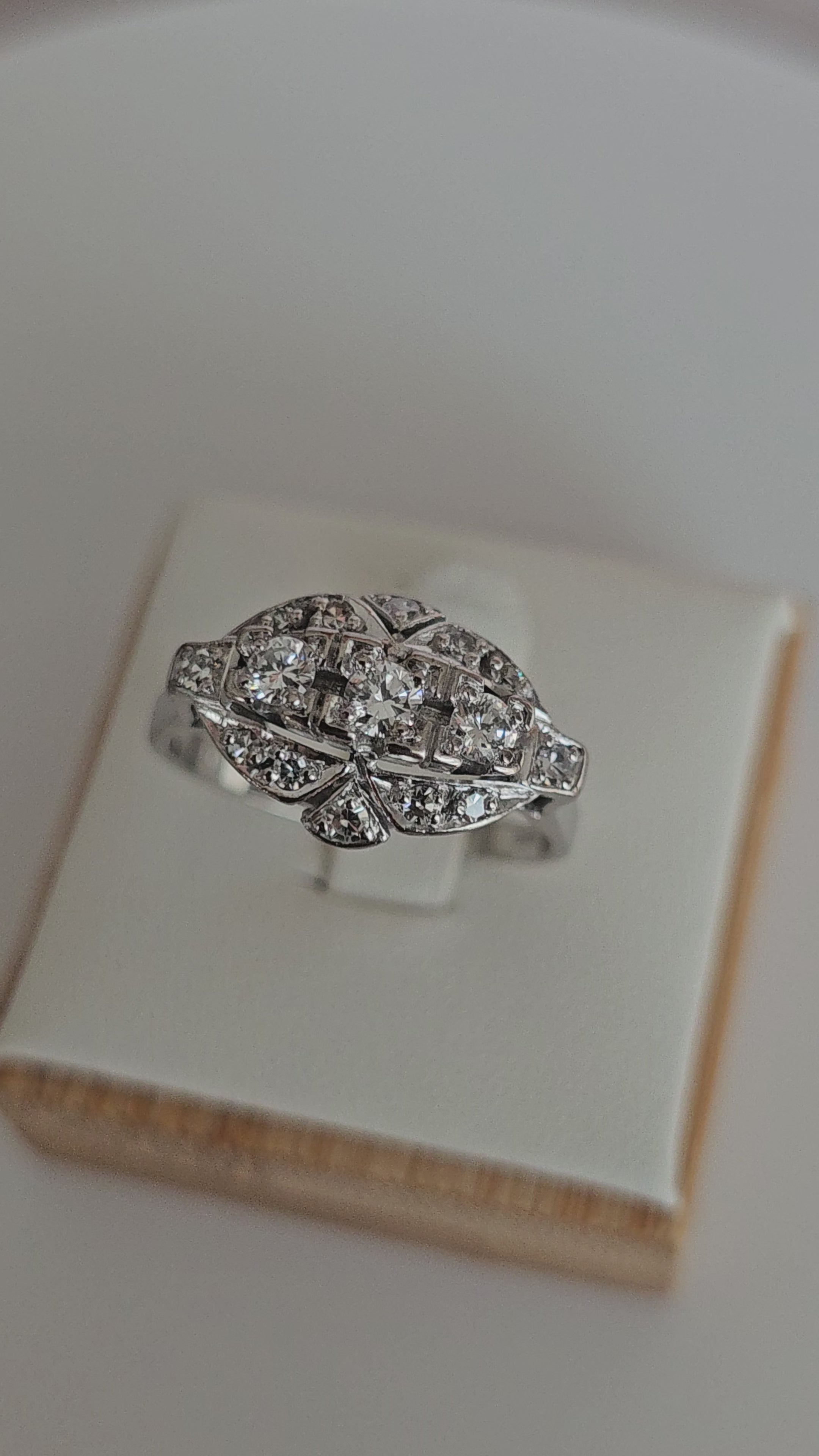 Pre-Owned Art Deco 14ct White Gold Ring Featuring 0.62ct Natural Diamonds